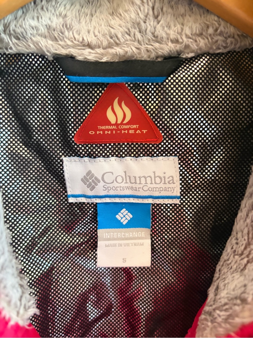 Columbia Quilted Puffer Jacket Interchange Pink Omni-Heat Faux Fur Collar - Picture 6 of 7